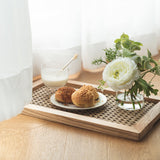 Triogift Bohemian Woven Rattan Wood Breakfast Tray