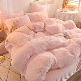 Triogift Dreamy Winter Mink Fleece Bedsheet Set