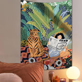 Triogift Jungle Tiger & Girl Wall Tapestry