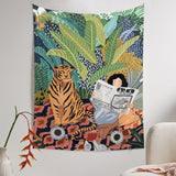 Triogift Jungle Tiger & Girl Wall Tapestry