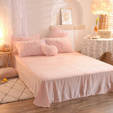 Triogift Dreamy Winter Mink Fleece Bedsheet Set