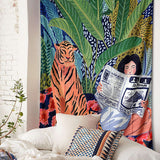 Triogift Jungle Tiger & Girl Wall Tapestry