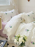 Triogift Coquette Room Tulip Ruffle Bedding Set