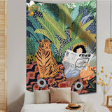 Triogift Jungle Tiger & Girl Wall Tapestry