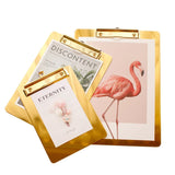 Triogift Elegance Stylish Golden Clip Boards