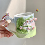 Triogift Cottagecore 3D Floral Handpainted Mug