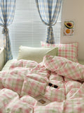 Triogift Danish Pastel Plaid Bedding Set