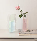 Triogift Minimalist Fluted Acrylic Flower Vase