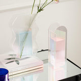 Triogift Minimalist Fluted Acrylic Flower Vase