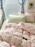 Triogift Danish Pastel Plaid Bedding Set