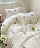 Triogift Coquette Room Tulip Ruffle Bedding Set