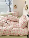 Triogift Danish Pastel Plaid Bedding Set