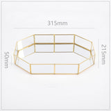 Triogift Gold Lining Polygon Mirror Tray