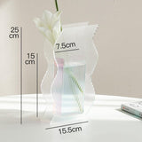 Triogift Minimalist Fluted Acrylic Flower Vase