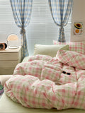 Triogift Danish Pastel Plaid Bedding Set