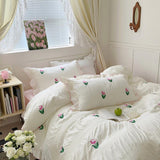 Triogift Coquette Room Tulip Ruffle Bedding Set