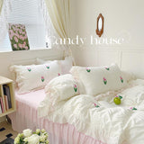 Triogift Coquette Room Tulip Ruffle Bedding Set