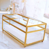 Triogift Elegance Nordic Gold Lining Glass Tissue Box