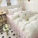 Triogift Coquette Room Tulip Ruffle Bedding Set