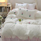 Triogift Coquette Room Tulip Ruffle Bedding Set