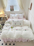 Triogift Coquette Room Tulip Ruffle Bedding Set