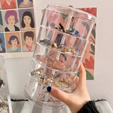 Triogift Hair Pin Jewelry Transparent Rotating Storage