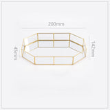 Triogift Gold Lining Polygon Mirror Tray