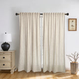 Triogift Beige European Flax Linen Curtains Soft Thick Back Tab Light Filtering Drapes for Bedroom (2 Panels))