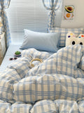 Triogift Danish Pastel Plaid Bedding Set