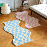 Triogift Danish Pastel Wavy Checkered Rugs