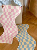 Triogift Danish Pastel Wavy Checkered Rugs