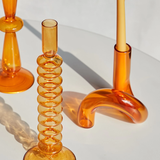 Triogift Color Glass Twisted Candlestick Holder