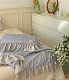 Triogift French Aesthetic Silky Satin Ruffle Bedding Set