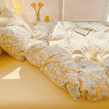 Triogift Golden Hour Floral Oil Painting Bedding Set