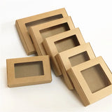 Triogift  30pcs Blank Kraft Paper Gift Box with Window Handmade Soap Box Jewelry Cookies Gift Candy Box Wedding Gift Box Party Supplies