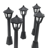 Triogift 4pcs Street Post Lights Model Railway Train Lamp Post Lights Miniature Village Pathway Lantern Post for DIY Dollhouse