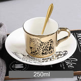 Triogift  -  New Dynamic Mirror Reflection Cup Mug 250~300ml Home Drinkware Creative Ceramic Anamorphic Cup Coffee Tea Set Interesting Gift