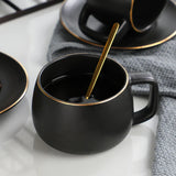 Triogift  -  Modern Coffee Mugs Cup Matte Black Cups Ceramic Mug Coffe Cup and Saucer Tumbler Mugs Coffee Cups Kawaii Mug Cute Cup Cold Cups