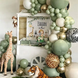 Triogift Jungle Safari Bean Green Balloon Garland Arch Chain Wedding Birthday Party Decor Kids Latex Ballon Garland Baby Shower Party