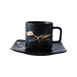 Triogift  -  Marble Coffee Cup, Black and White Cup and Saucer Cup. High Quality Coffee Cup, Coffee Set, Coffee Saucer Cup