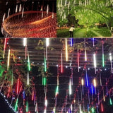 Triogift  30cm /50cm Waterproof Meteor Shower Rain 8 Tube LED String Lights For Outdoor Holiday Christmas Decoration Tree EU/US/AU/UK Plug