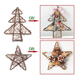 Triogift Natural Rattan Vine Stars Treetop Decoration Rattan Christmas Tree Ornament Xmas Floral Wreath Hoop Holder Base Christmas Decor