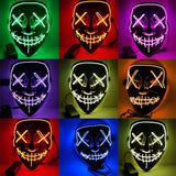 Triogift  Halloween LED Mask Purge Masks Election Mascara Costume DJ Party Light Up Masks Glow In Dark 10 Colors To Choose