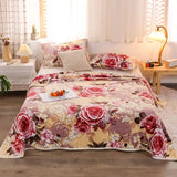 Triogift Plaid for Beds Flower Printed Coral Fleece Blanket on the Bed Soft Warm Flannel Bedspread on Bed Queen/King Blanket for Winter