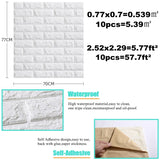 Triogift  10pcs 3D Wall Sticker Imitation Brick Bedroom Decoration Waterproof Self Adhesive Wallpaper for Living Room Kitchen TV Backdrop