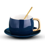 Triogift  -  Ceramic Coffee Tea Cups and Mugs Travel Coffee Cup Saucer Set Porcelain Teacup with The Spoon Drinking