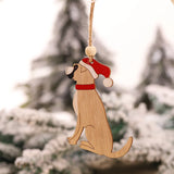 Triogift Car Ornaments Small Christmas Tree Hanging Wooden Pendants Elk Cartoon Animal Ornaments 2025 New Christmas Holiday Decorations