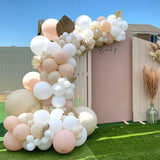 Triogift Brown Apricot WhiteBalloon Arch Kit Wedding Birthday Party Decor Kids Baby Shower Latex Ballon Chain Wedding Party Supplies