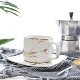 Triogift  -  Marble Coffee Cup, Black and White Cup and Saucer Cup. High Quality Coffee Cup, Coffee Set, Coffee Saucer Cup