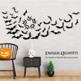 Triogift 12/24/48pcs Halloween Decoration 3D Black Bat Halloween Party DIY Bar Room Decor Party Scary Props Wall Sticker